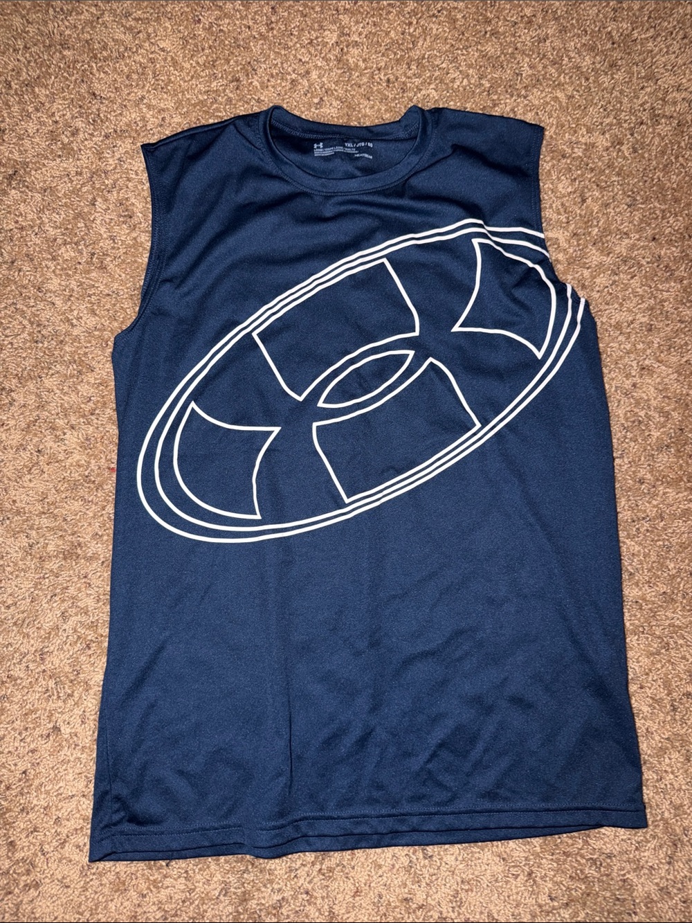 Under Armour Navy Blue Sleeveless Tank with White Logo